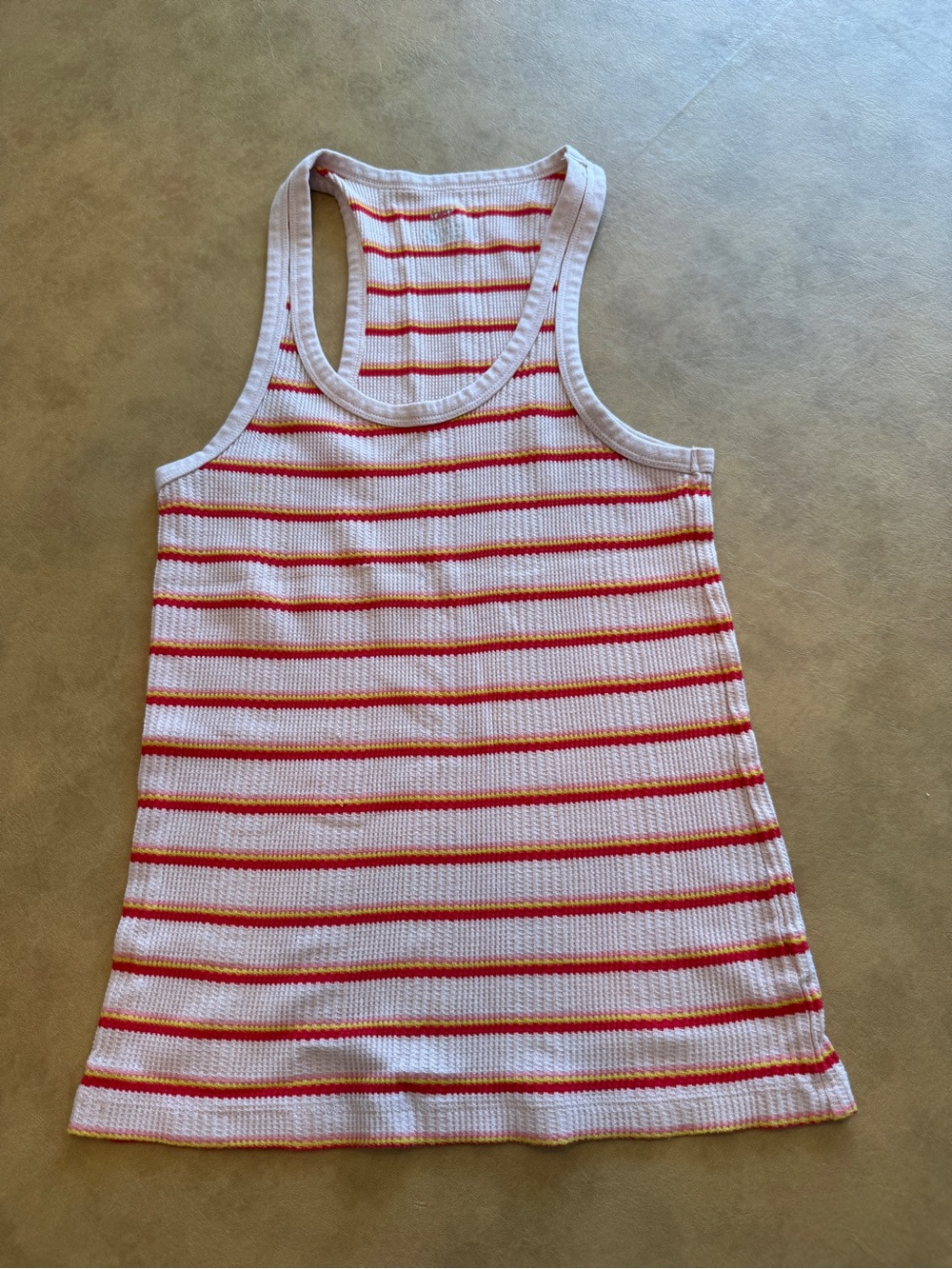 aerie White Tank Top with Red Stripes
